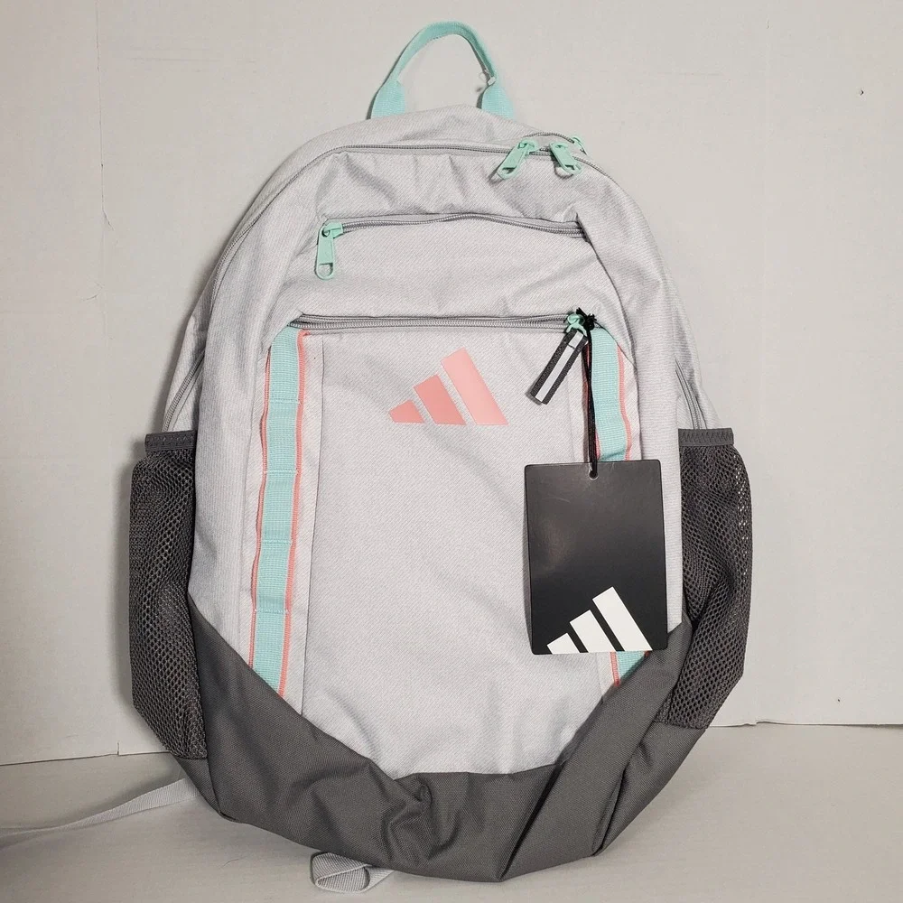 Adidas Excelerator Backpack Twill White Semi Flash Aqua Blue Durable School Bag‎